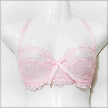 Sexy Bridal Bra - Underwired Pink Net Lace Non Padded Bra - Image 2