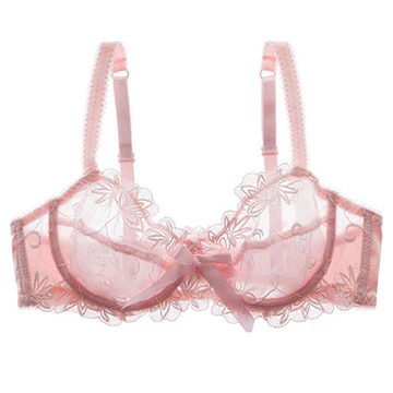 Sexy Bridal Bra - Underwired Pink Net Lace Non Padded Bra - Image 4