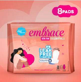 Embrace Essentials Ultra Thin Sanitary Pads Extra Long 8 Pads