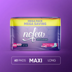 Nofea Sanitary Pads Maxi Thick Long – 60 Pads | Period Protection